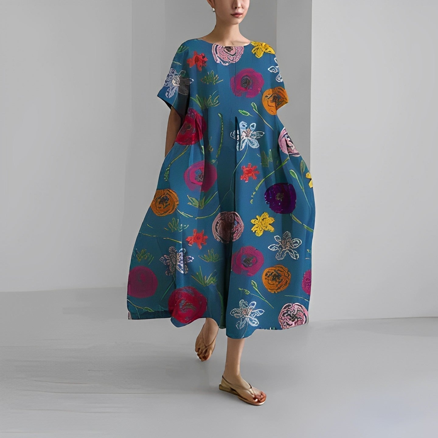 Aurelia - Boho Weite Blumen-Kleid