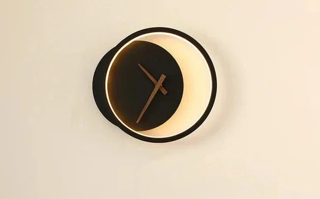 Variant image for Moderne LED-væglampe med Ur – Minimalistisk Design, Varmt Lys til Soveværelse og Stue-2