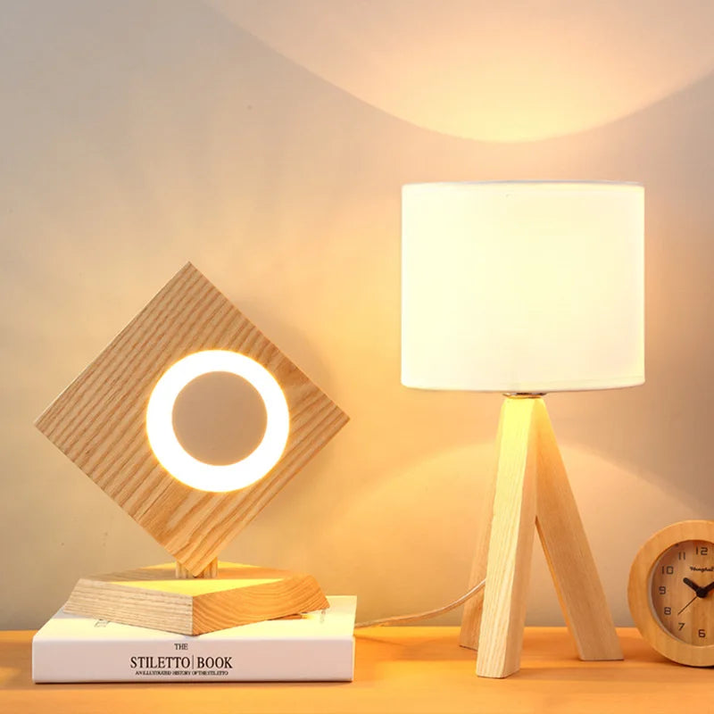 LumoraWood - Holz Opaline Tischlampe | Stilvolle und natürliche Atmosphäre