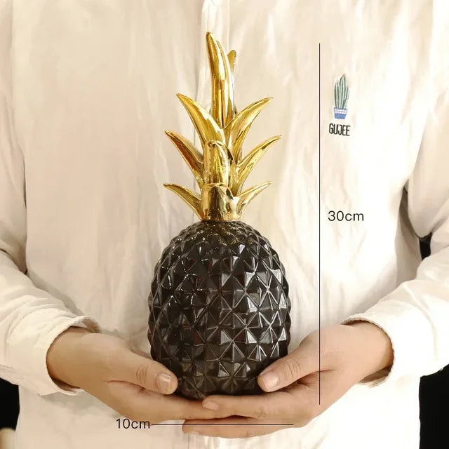 Keramisk Dekorationsstykke i Guld – Elegant Ananas Design til Stilfuld Indretning-5