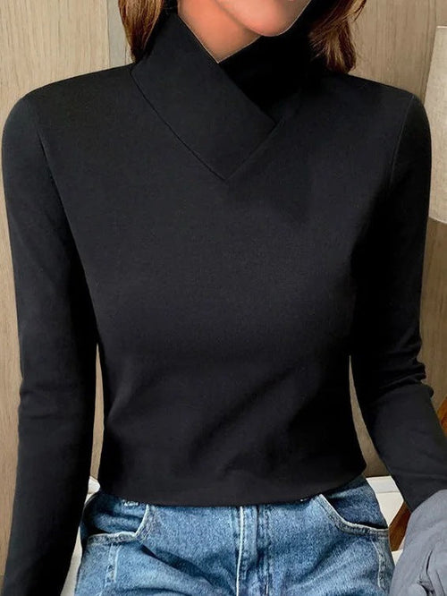 LuxeFit - Eleganter Rollkragenpullover mit hohem Kragen
