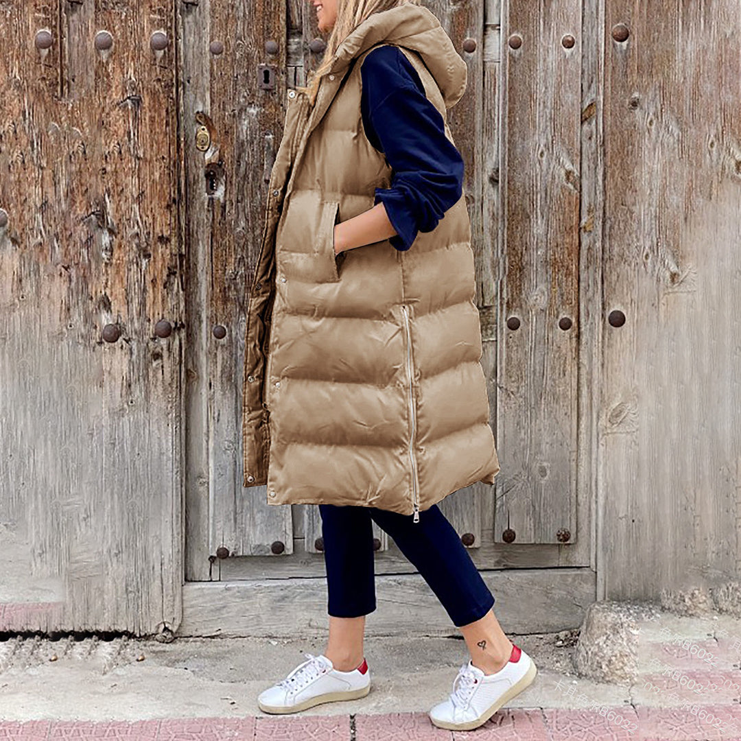 CozyVest - Lange gepolsterte Weste mit Kapuze | Ultimativer und stilvoller Schutz vor Kälte