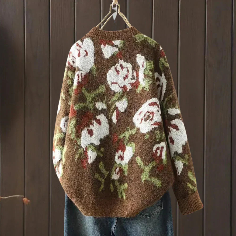 Gisella - Strickpullover mit Blumenmuster für Frauen