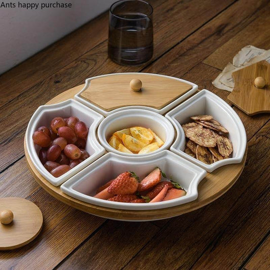 BrunchSpin - drehbarer keramischer Frühstücksteller mit fünf Rosten | Essenspaß für die ganze Familie