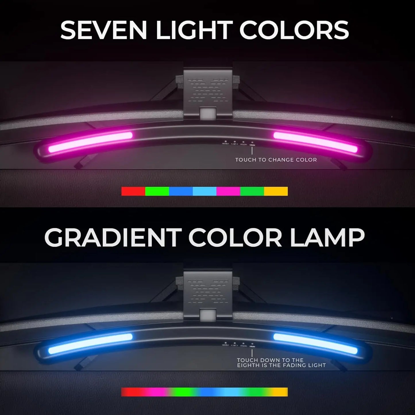 Monitor Lichtleiste gebogen mit RGB Hintergrundbeleuchtung Computer Bildschirmlampe augenfreundliche Touch-Atmosphärenlichter für Gaming Raumdekoration