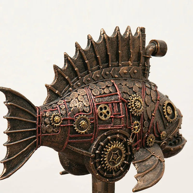 GearFin - Steampunk mechanische Schwarzfisch-Figur