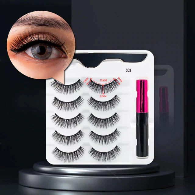 Magnetiske Vipper og Vandtæt Eyeliner Sæt – Genanvendelige Vipper med 5 Par, Nem Anvendelse og Langtidsholdbar Effekt-3
