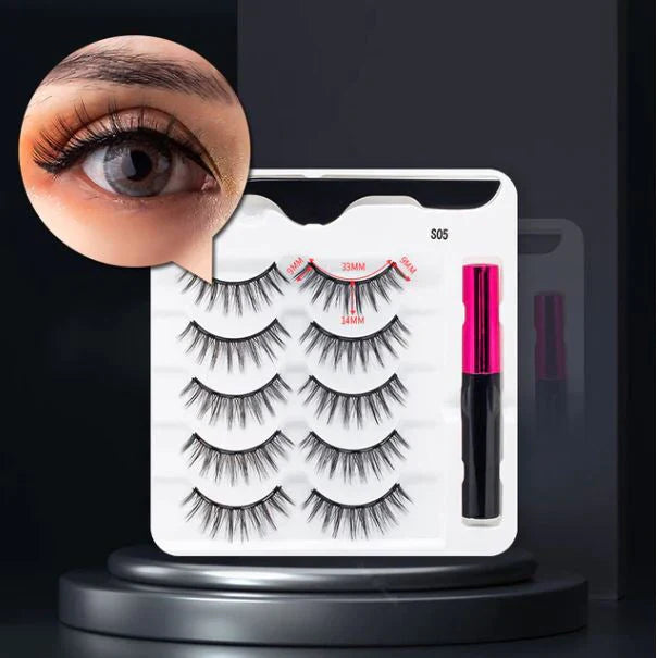 Magnetiske Vipper og Vandtæt Eyeliner Sæt – Genanvendelige Vipper med 5 Par, Nem Anvendelse og Langtidsholdbar Effekt-5