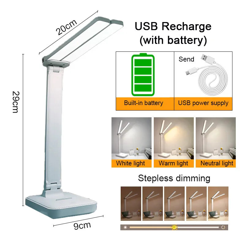 LED-Tischlampe | 3-stufig dimmbar und berührungsgesteuert | USB-aufladbar | Faltbare Nachtlampe