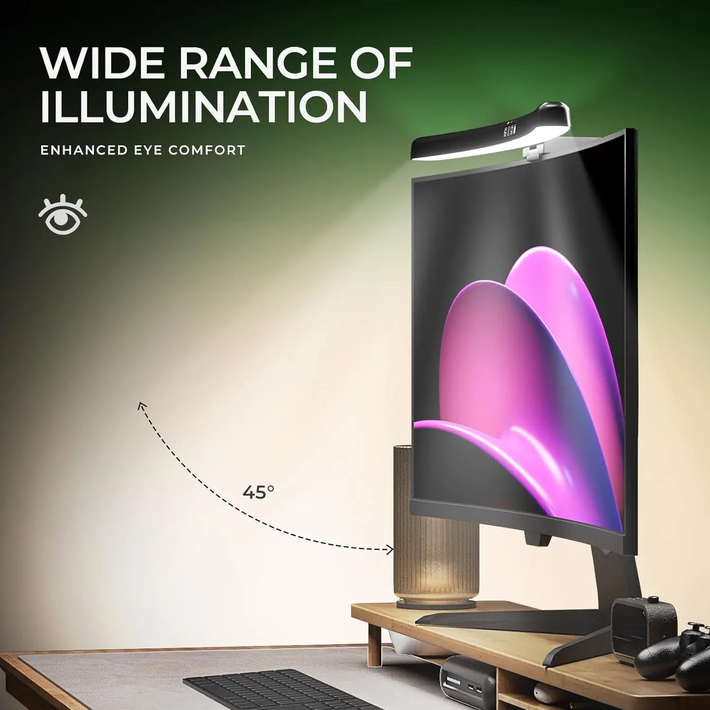 Monitor Lichtleiste gebogen mit RGB Hintergrundbeleuchtung Computer Bildschirmlampe augenfreundliche Touch-Atmosphärenlichter für Gaming Raumdekoration