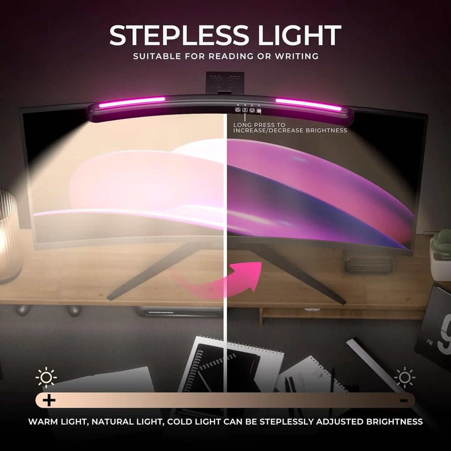Monitor Lichtleiste gebogen mit RGB Hintergrundbeleuchtung Computer Bildschirmlampe augenfreundliche Touch-Atmosphärenlichter für Gaming Raumdekoration