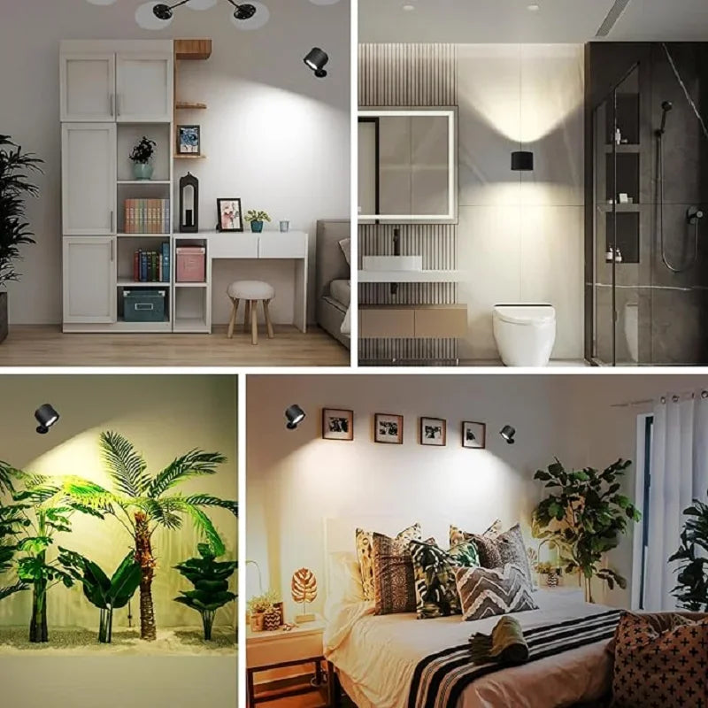 Drahtlose Magnetische LED Wandleuchte – Wiederaufladbar, Dimmbar & 360° drehbar mit Fernbedienung