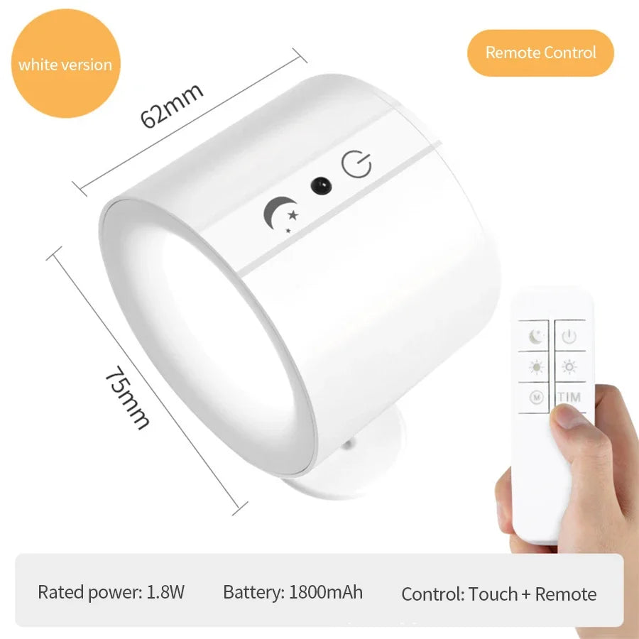 Drahtlose Magnetische LED Wandleuchte – Wiederaufladbar, Dimmbar & 360° drehbar mit Fernbedienung