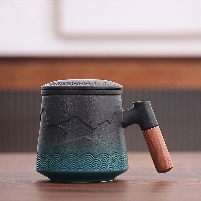 TeaEssence - Keramische Teetasse mit Teesieb und Deckel