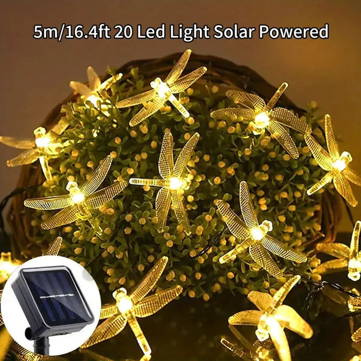 Solar-Lichterkette | 5 m mit 20 LED-Lichtern | 8 Lichtmodi | Wasserdicht & Für den Außenbereich