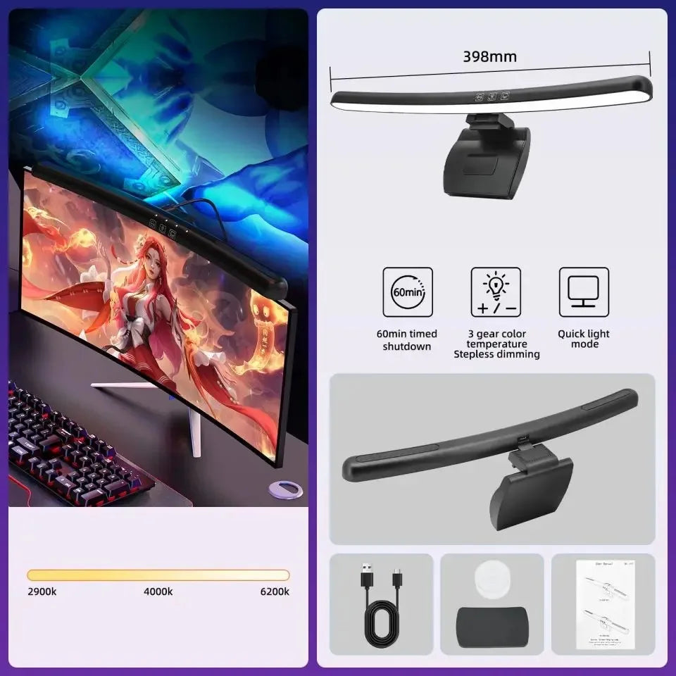 Monitor Lichtleiste gebogen mit RGB Hintergrundbeleuchtung Computer Bildschirmlampe augenfreundliche Touch-Atmosphärenlichter für Gaming Raumdekoration
