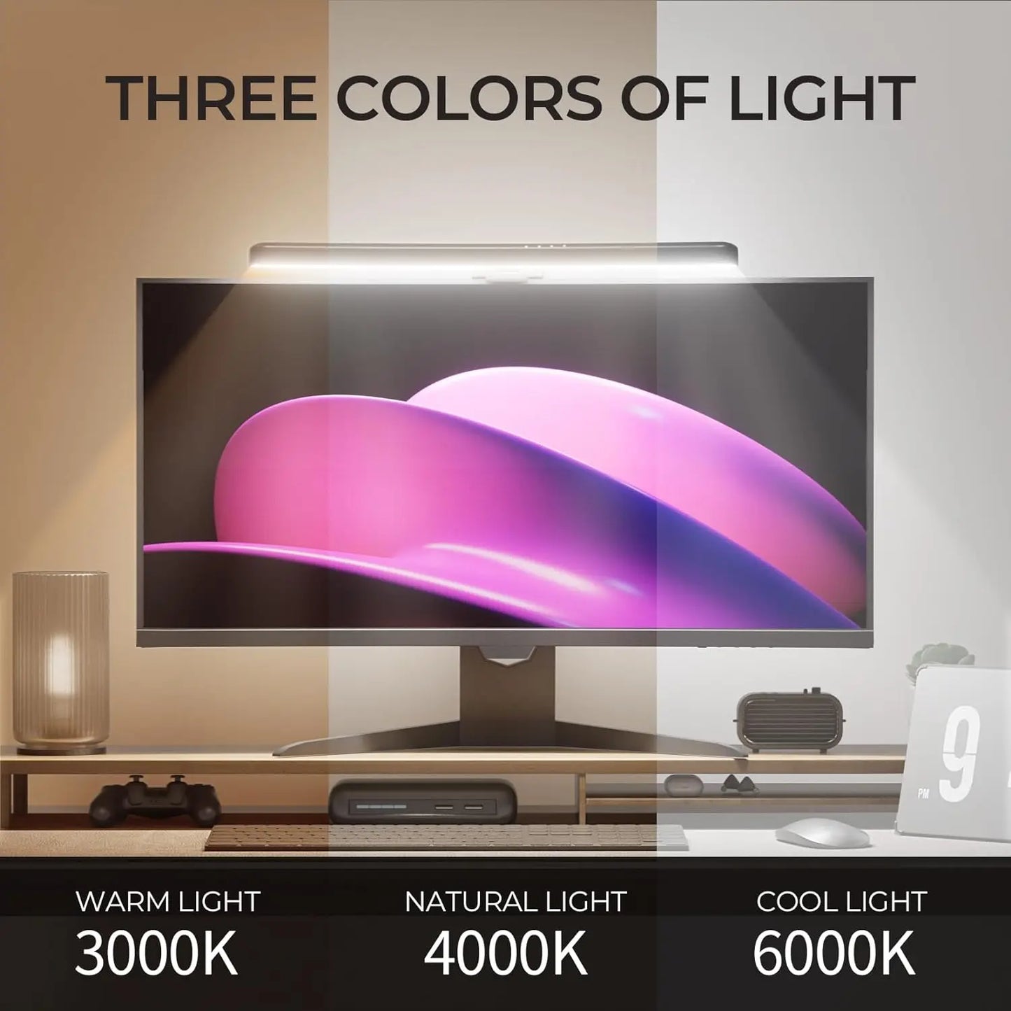 Monitor Lichtleiste gebogen mit RGB Hintergrundbeleuchtung Computer Bildschirmlampe augenfreundliche Touch-Atmosphärenlichter für Gaming Raumdekoration