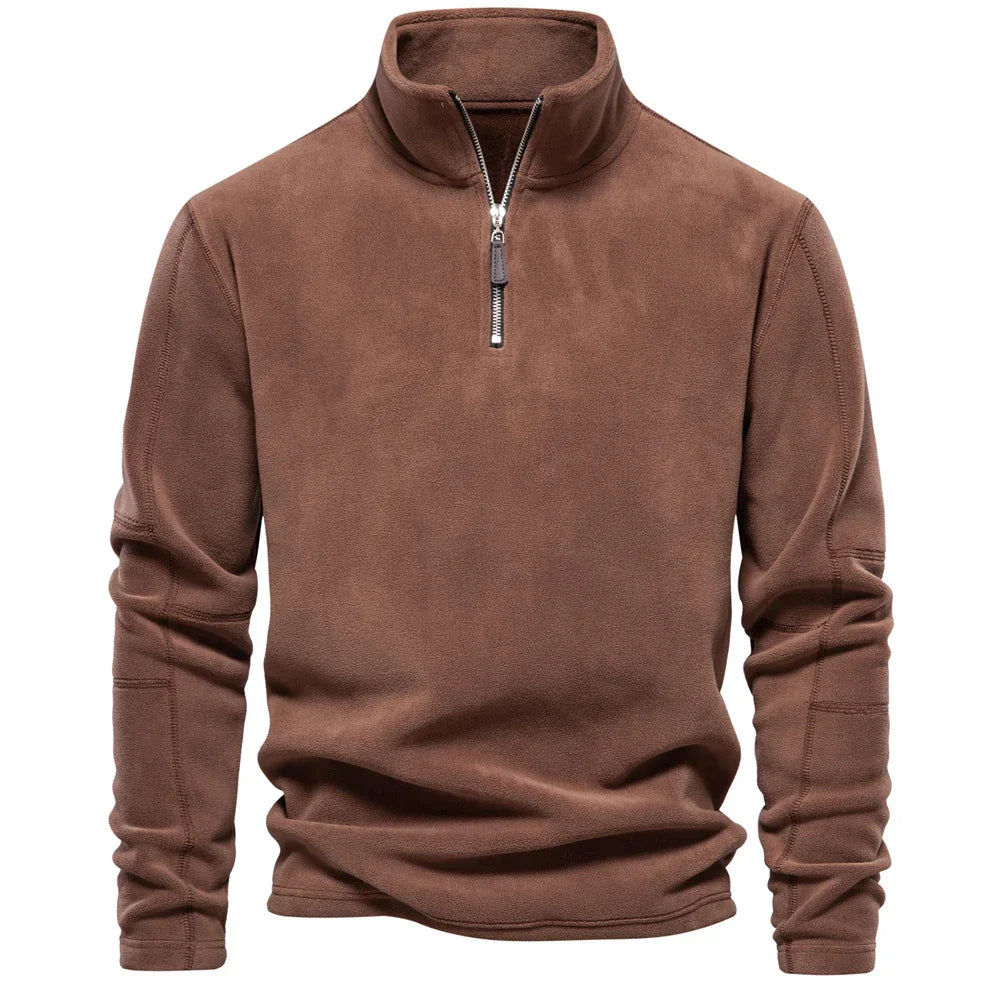 ArneWarmth - Fleecegefütterter Sweatshirt mit hohem Kragen und verstellbarem Saum