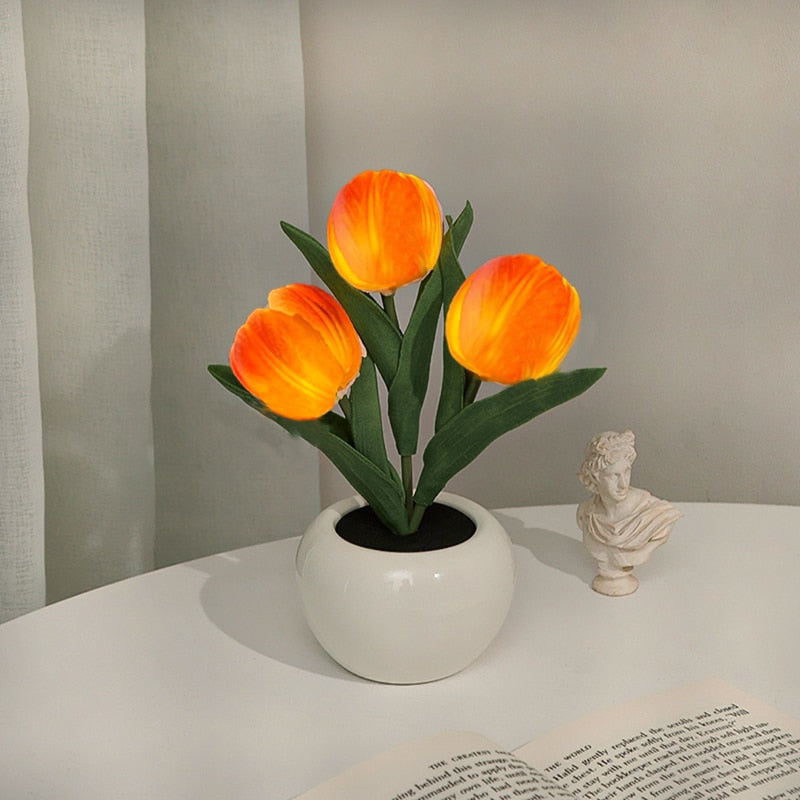 Elegant Tulp Nachtlicht med LED Belysning – Varmebestandigt Skum og Tekstil til Hyggelig Atmosfære-2