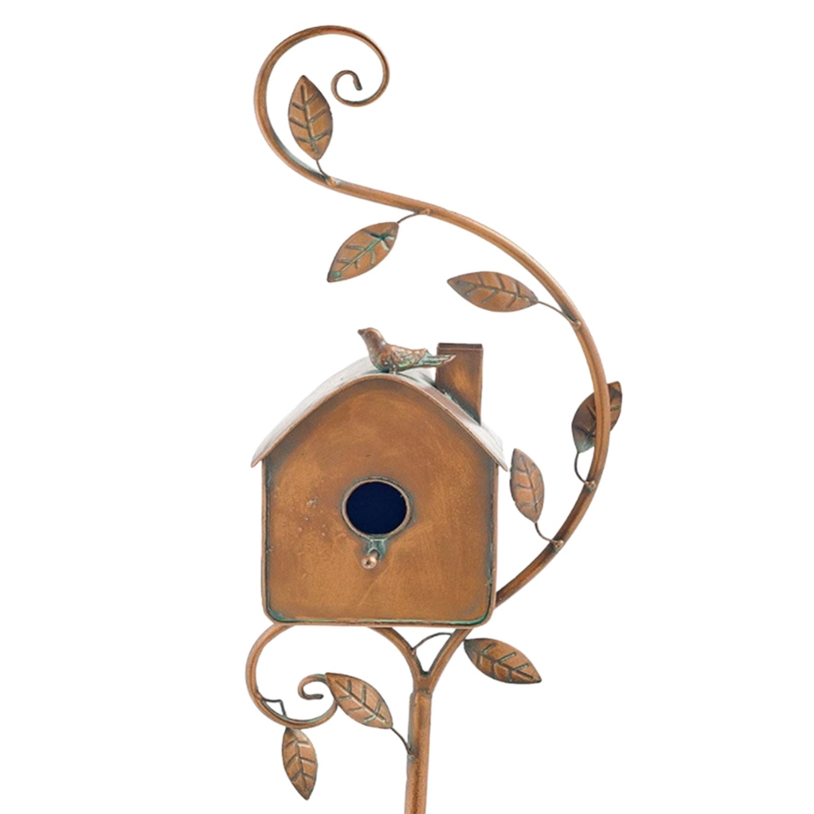 Metal Kunst Fuglehus til Haven - Unik Dekoration og Sikker Tilflugtssted for Fugle, Holdbart Design med Naturlig Patina-6