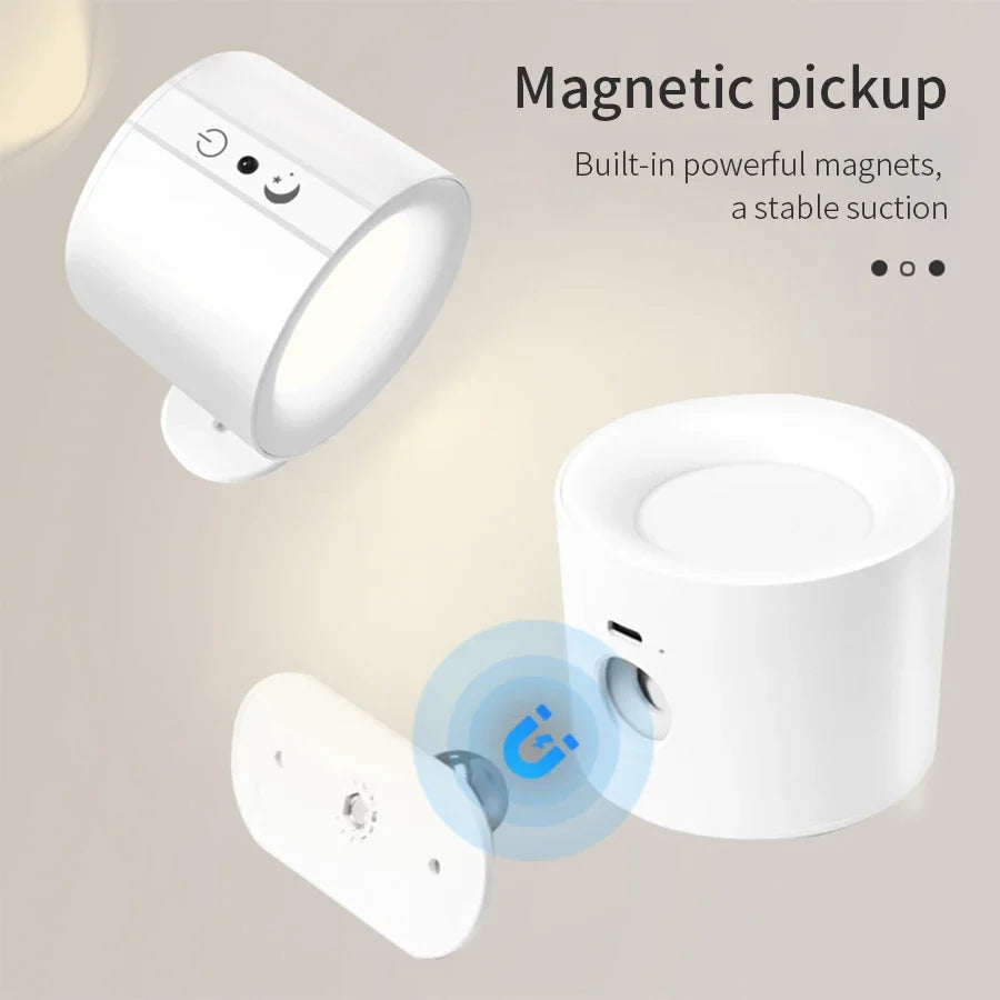 Drahtlose Magnetische LED Wandleuchte – Wiederaufladbar, Dimmbar & 360° drehbar mit Fernbedienung