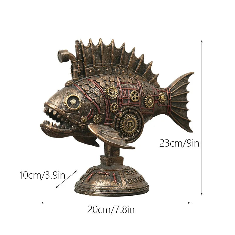 GearFin - Steampunk mechanische Schwarzfisch-Figur