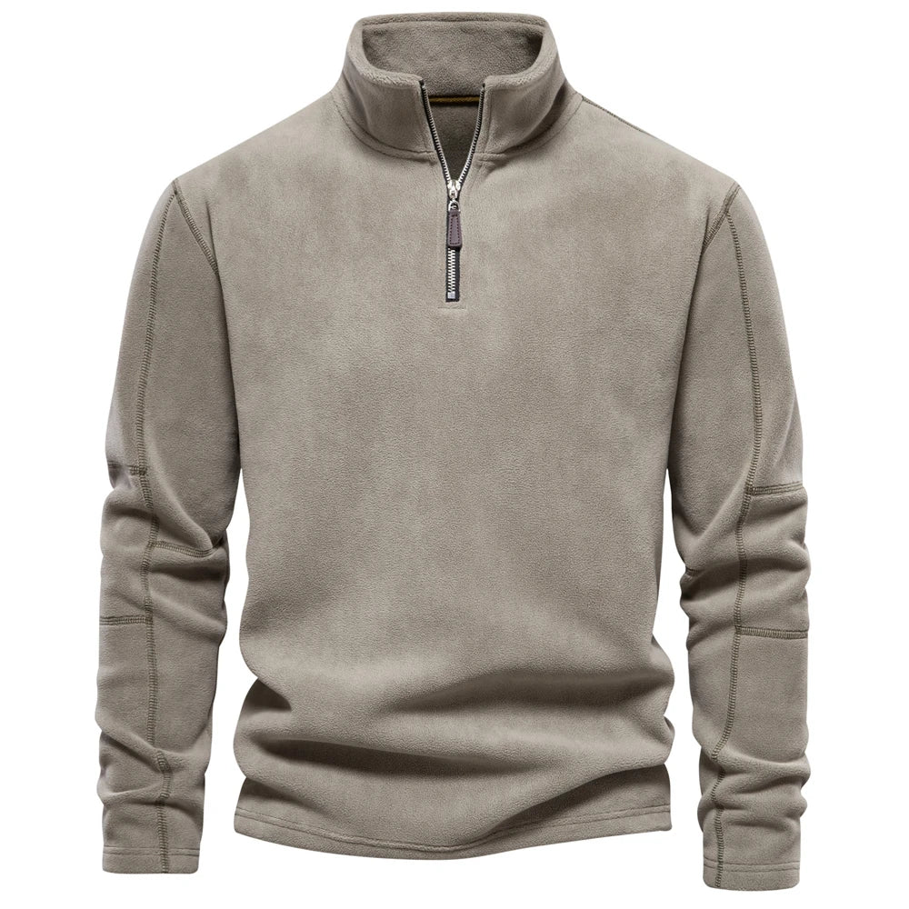 ArneWarmth - Fleecegefütterter Sweatshirt mit hohem Kragen und verstellbarem Saum