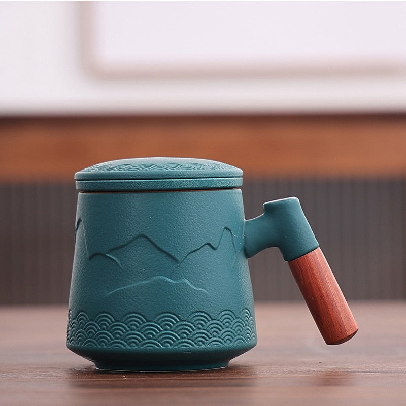 TeaEssence - Keramische Teetasse mit Teesieb und Deckel