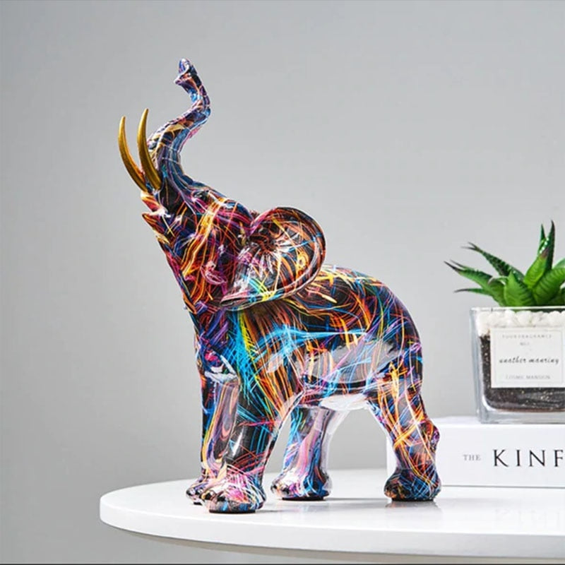 Abstrakt Elefant Væg Dekoration i Miljøvenlig Harpiks – Unik Kunst til Kontor og Stue, 17,7 x 16,3 x 8 cm-3