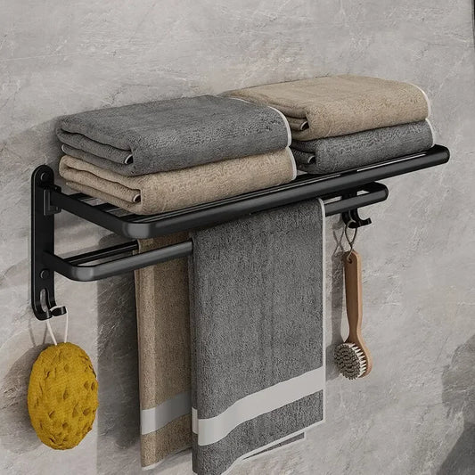 SpaceSaver - Wandmontierte Handtuchstange mit klappbarem Halter und Haken