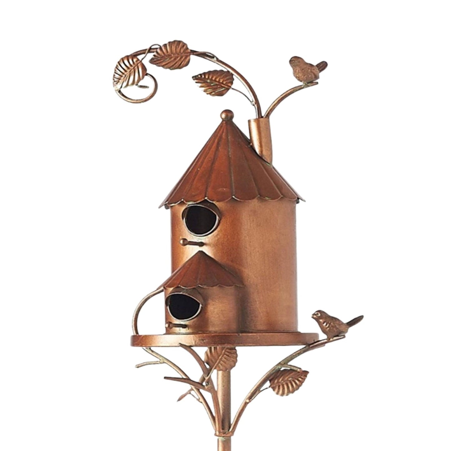 Metal Kunst Fuglehus til Haven - Unik Dekoration og Sikker Tilflugtssted for Fugle, Holdbart Design med Naturlig Patina-2