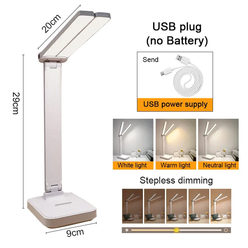 LED-Tischlampe | 3-stufig dimmbar und berührungsgesteuert | USB-aufladbar | Faltbare Nachtlampe