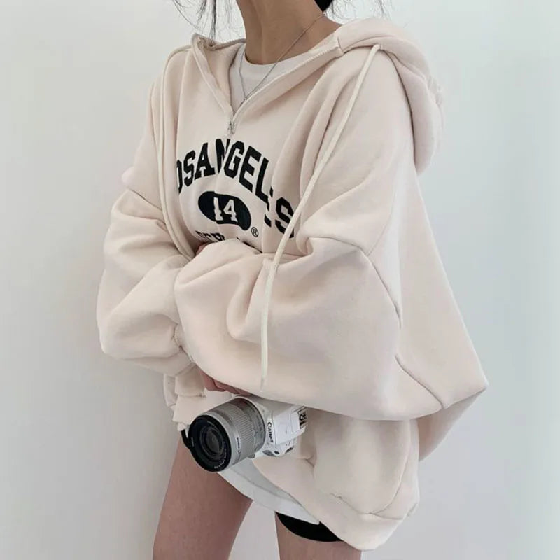 Amara - Lässiger oversized beiger Kapuzenpullover für Frauen | Perfekt für entspannte Tage