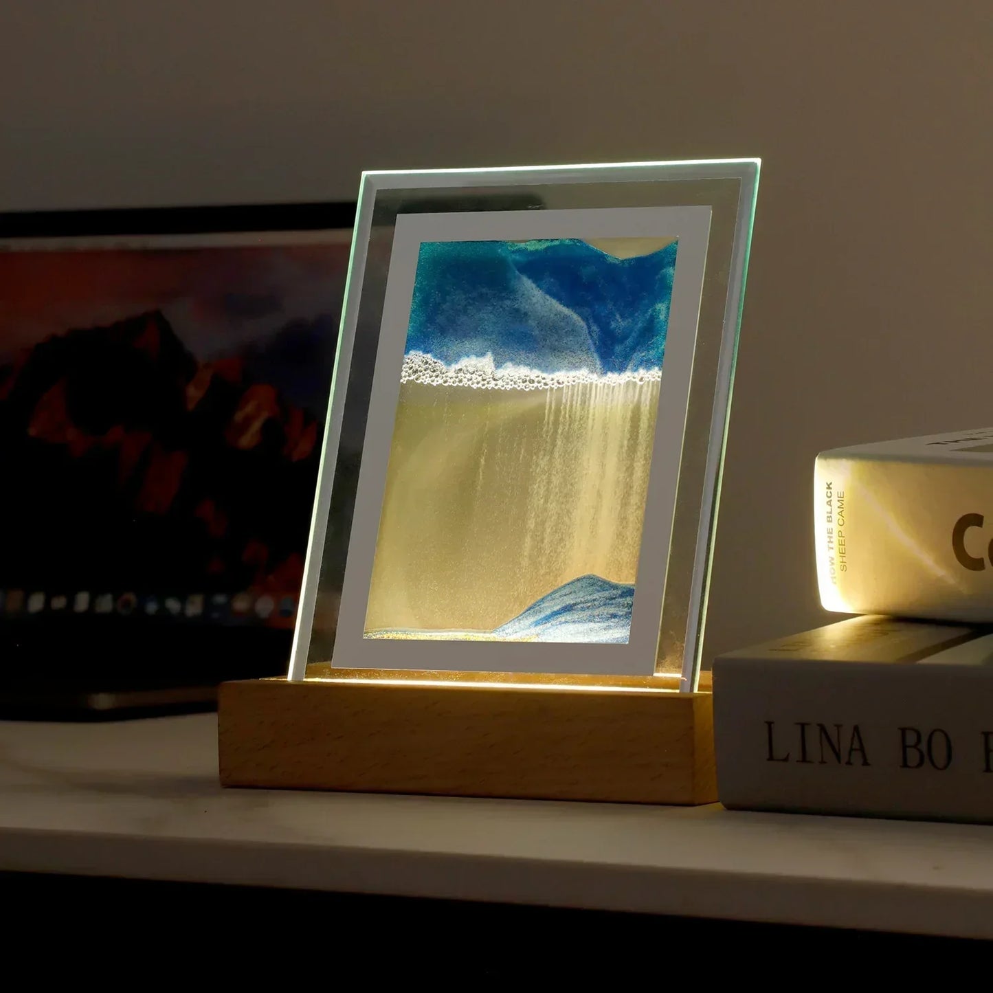 SandLume - Sandkunst LED-Tischlampe - Quicksand-Bewegung, künstlerische Wohnkultur