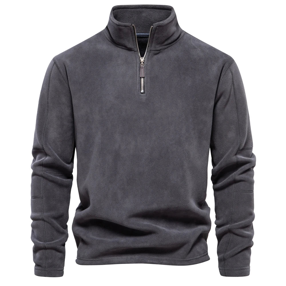ArneWarmth - Fleecegefütterter Sweatshirt mit hohem Kragen und verstellbarem Saum
