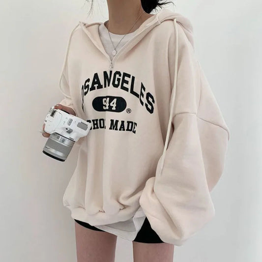 Amara - Lässiger oversized beiger Kapuzenpullover für Frauen | Perfekt für entspannte Tage