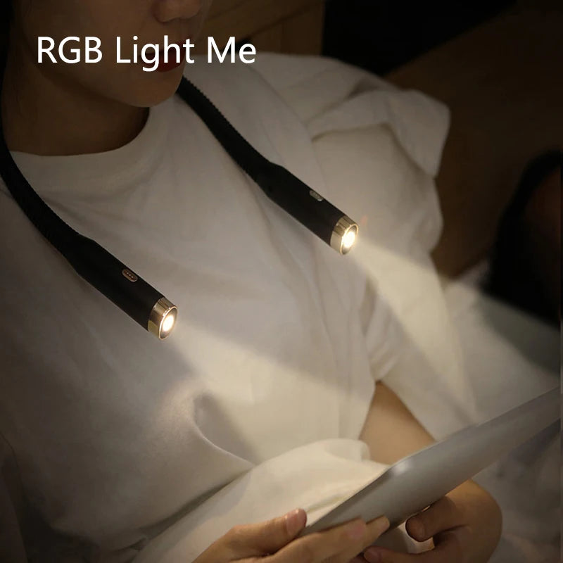 Flexible Leselampe für den Hals | 4 LED-Lichter mit einstellbarer Helligkeit | Freisprech-Buchlampe für das Bett