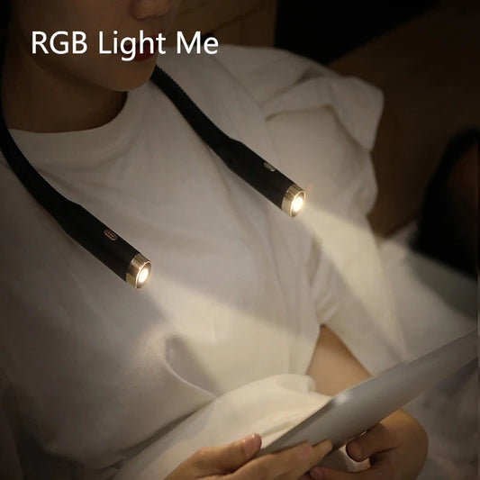 Flexible Leselampe für den Hals | 4 LED-Lichter mit einstellbarer Helligkeit | Freisprech-Buchlampe für das Bett