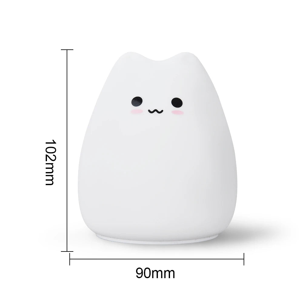 Süße Katzen Nachtlampe – Weiches Silikon, 7 Farben & Touch-Sensor