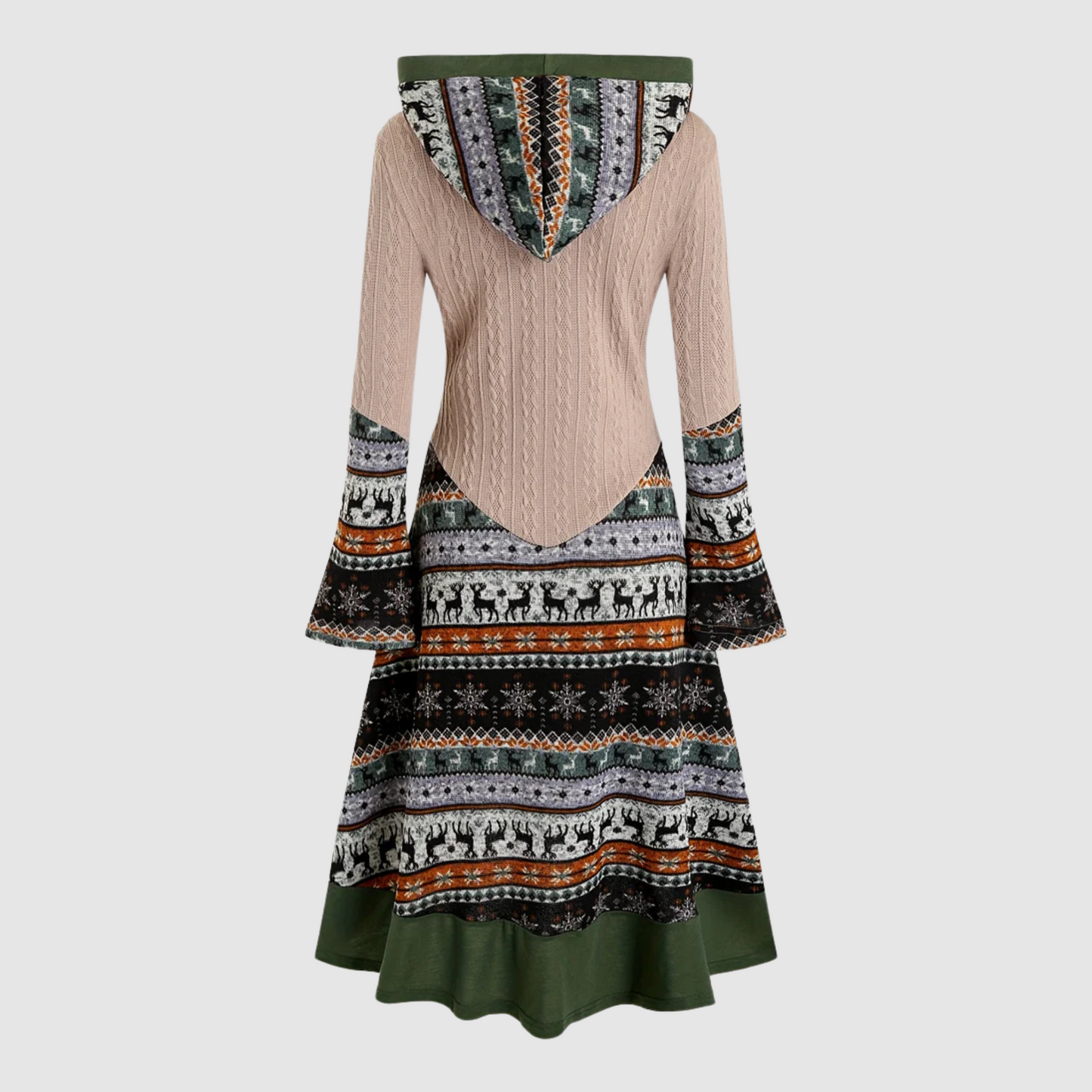 Clara - Strickkleid mit Elchmuster und Kapuze | Komfort und Eleganz
