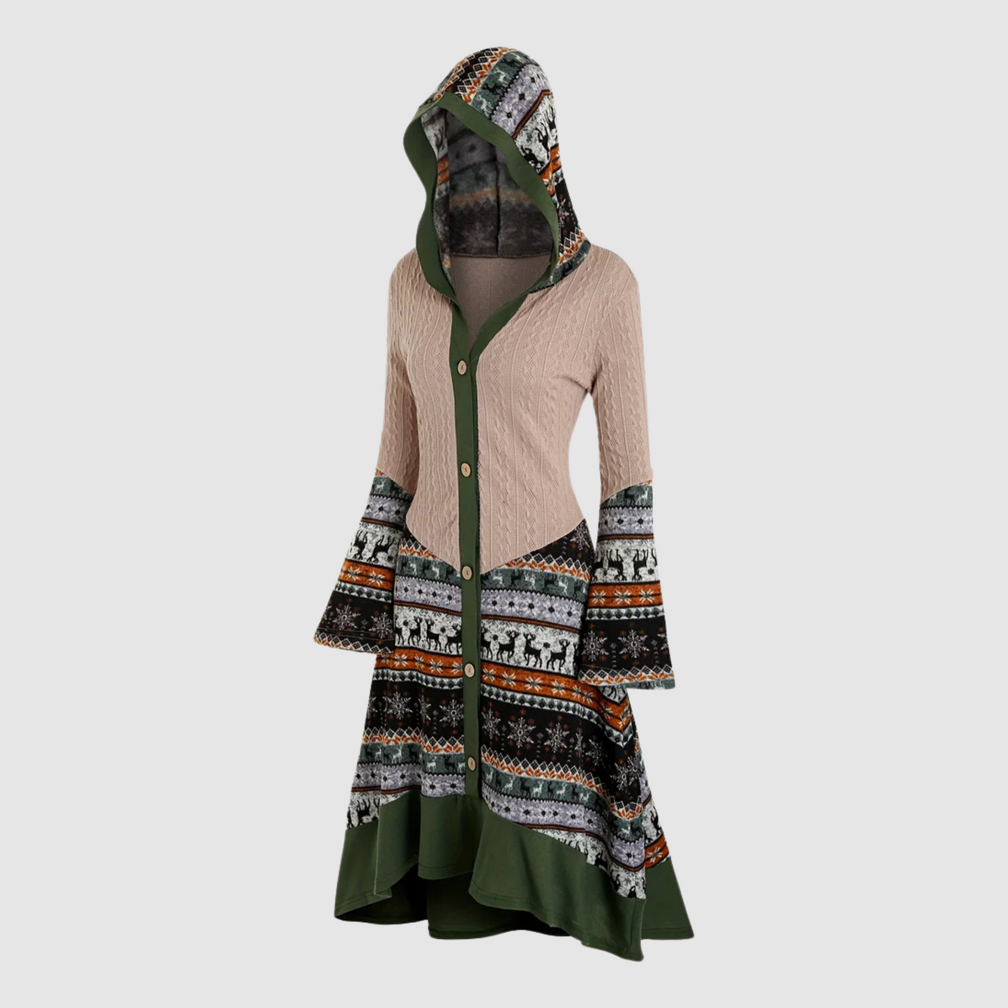 Clara - Strickkleid mit Elchmuster und Kapuze | Komfort und Eleganz
