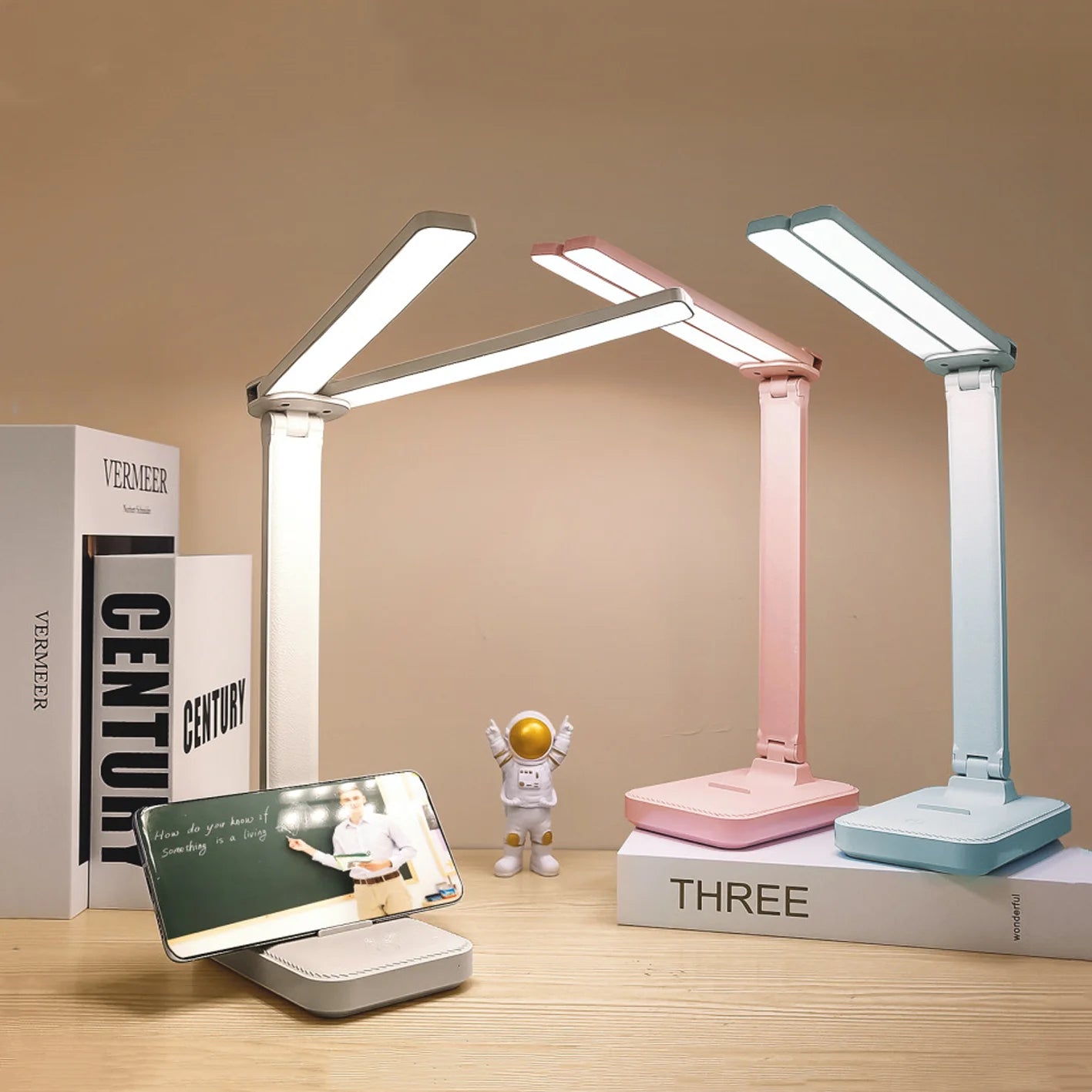 LED-Tischlampe | 3-stufig dimmbar und berührungsgesteuert | USB-aufladbar | Faltbare Nachtlampe