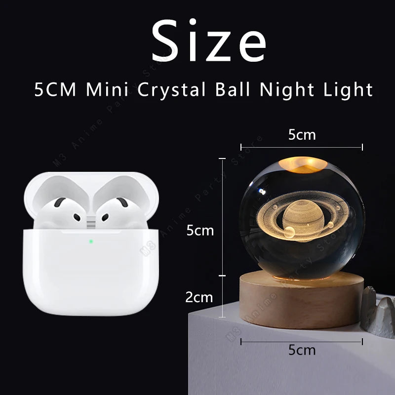 3D Kristallkugel Nachtlampe – Mini LED Tischlampe mit Planeten & Galaxie