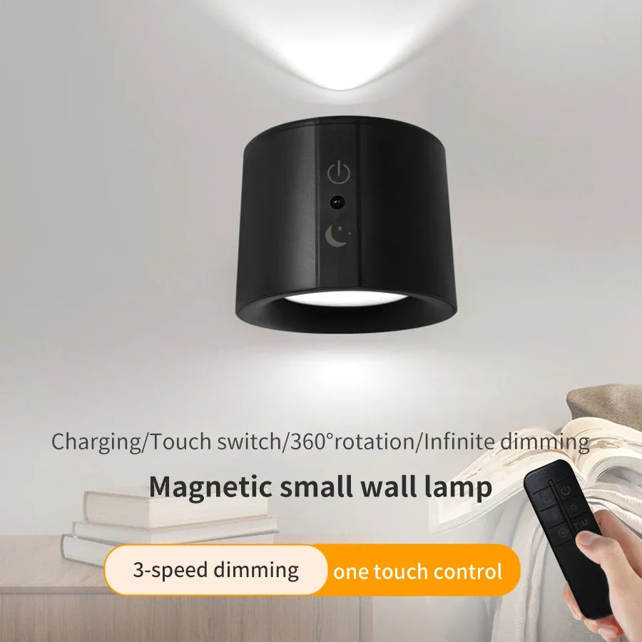 Drahtlose Magnetische LED Wandleuchte – Wiederaufladbar, Dimmbar & 360° drehbar mit Fernbedienung
