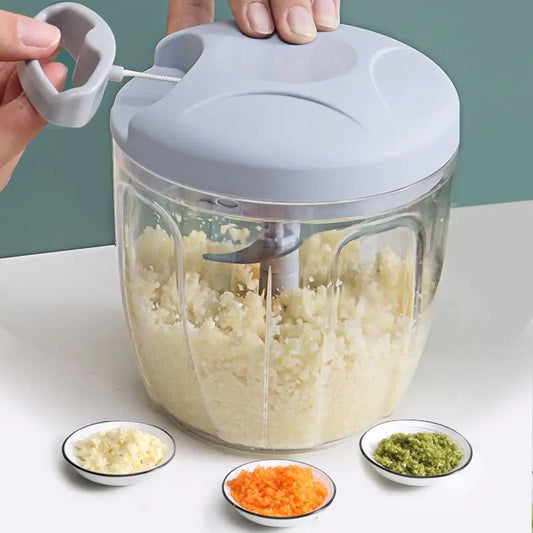 Manueller Gemüseschneider | 500/900 ml | Edelstahlklingen | Für Knoblauch, Fleisch & Salate