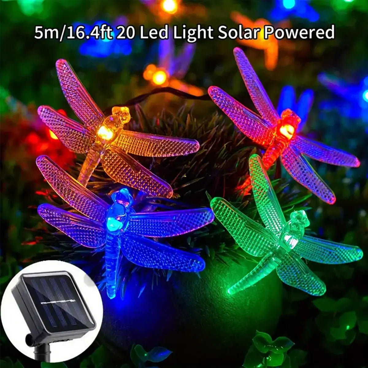 Solar-Lichterkette | 5 m mit 20 LED-Lichtern | 8 Lichtmodi | Wasserdicht & Für den Außenbereich