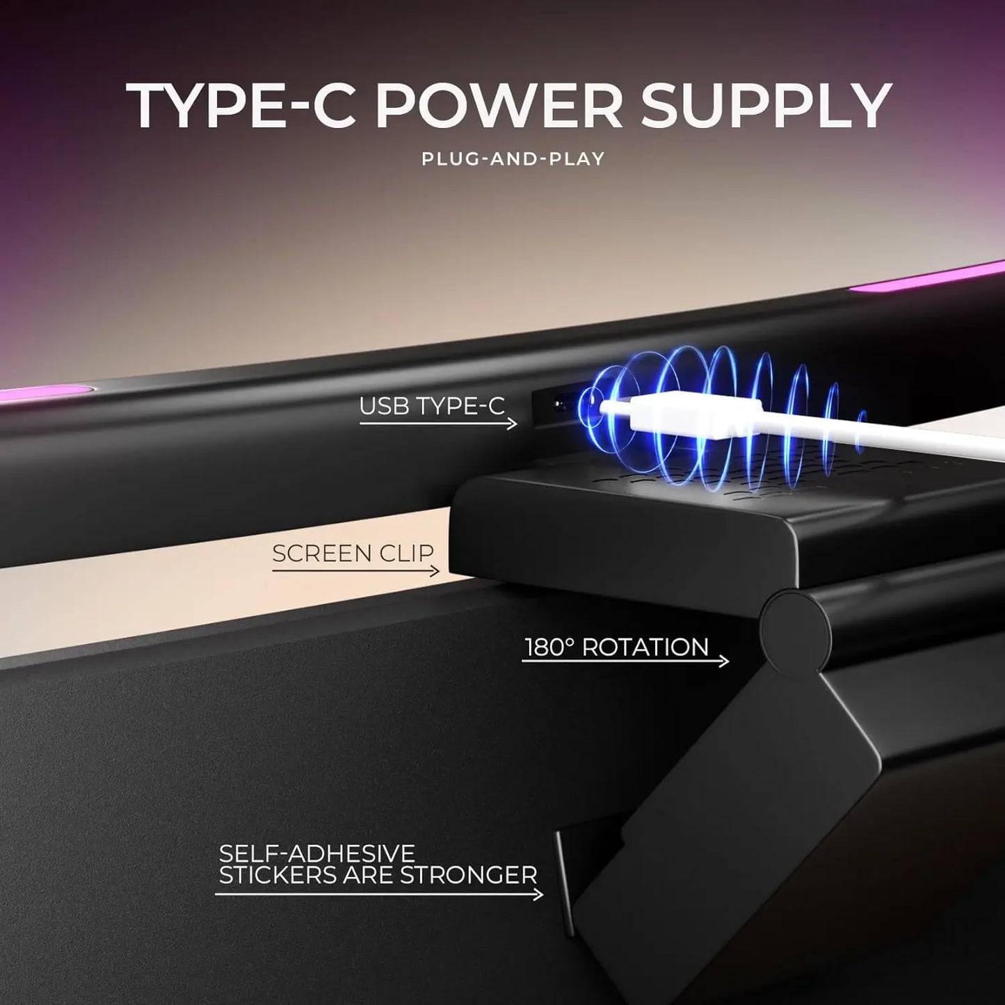 Monitor Lichtleiste gebogen mit RGB Hintergrundbeleuchtung Computer Bildschirmlampe augenfreundliche Touch-Atmosphärenlichter für Gaming Raumdekoration