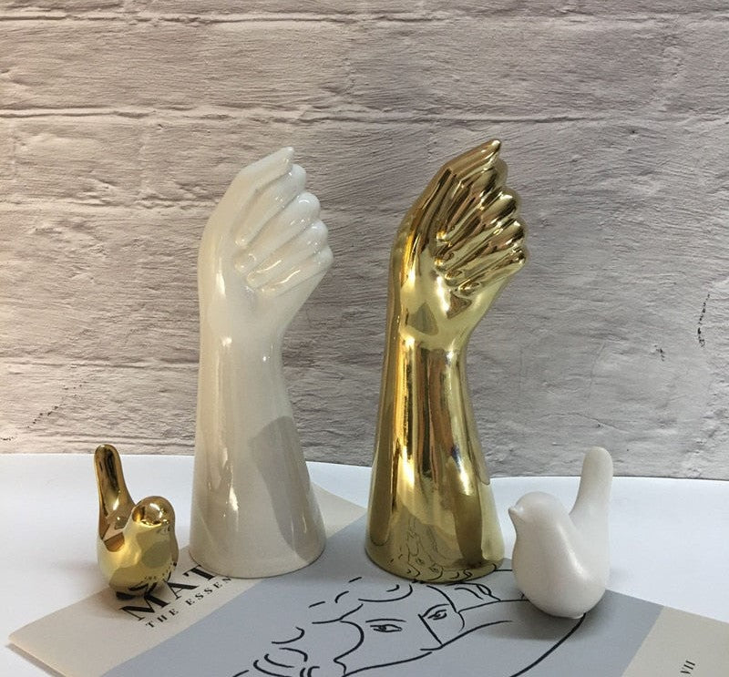 GoldLeaf - Nordische goldene Handvase - Moderne Blumen-Dekoration