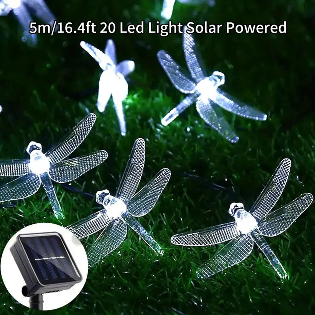 Solar-Lichterkette | 5 m mit 20 LED-Lichtern | 8 Lichtmodi | Wasserdicht & Für den Außenbereich
