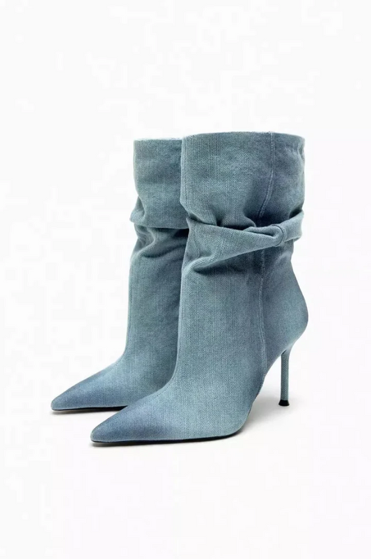 Cassia - Elyce hochhackige Denim-Stiefel für Frauen